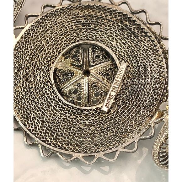 Vintage Sterling Silver Mexican Pendant, Vintage Style Watchband BRACELET - Picture 5 of 6